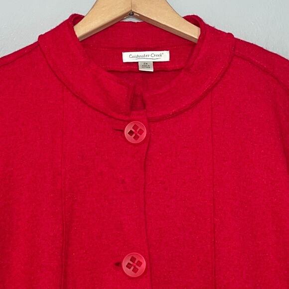 Coldwater Creek Boiled Wool Jacket Plus Sz 2X Cherry Red Preppy Lagenlook Artsy - Picture 3 of 12